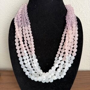 Sugarfix by BaubleBar Pink Ombre Multi Strand Faceted Bead Statement Necklace